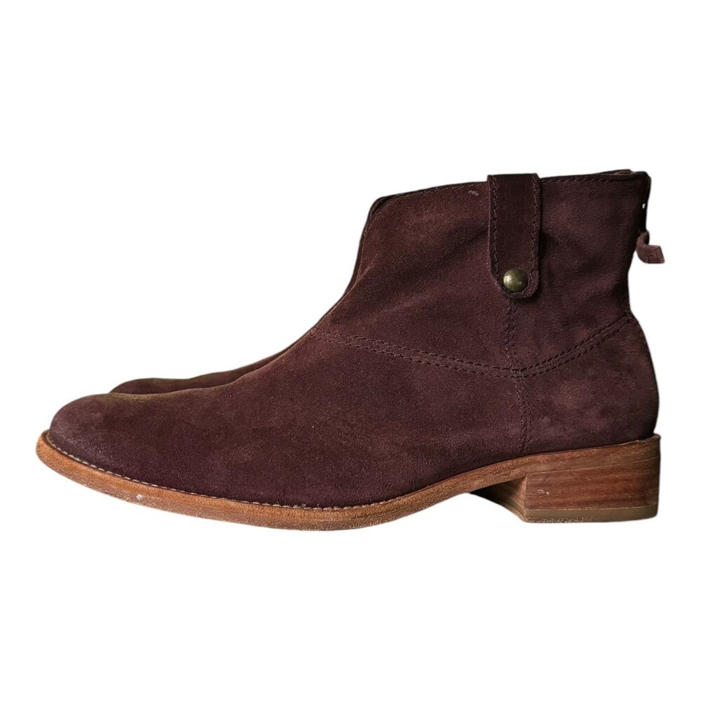 Johnston & Murphy Stephanie Maroon Suede Stitched Bootie heel zipper size 9 - Picture 3 of 15